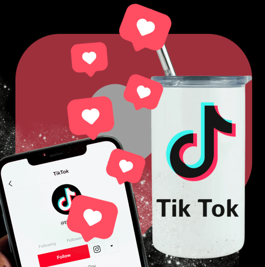 TikTok app on cellphone and tumbler