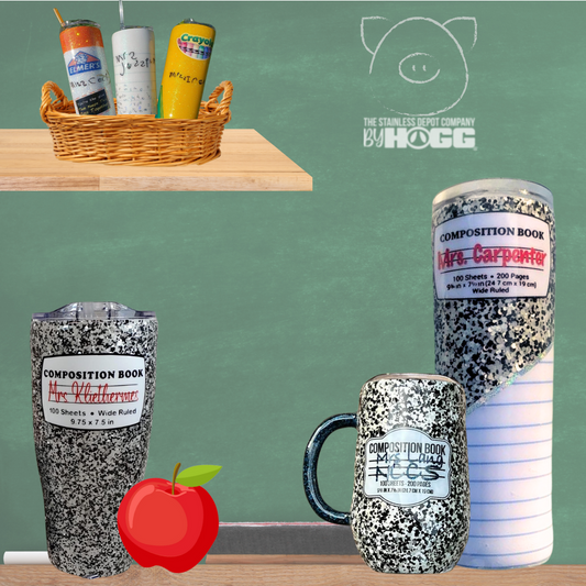 A set of beautifully customized tumblers for Teacher Appreciation gifts