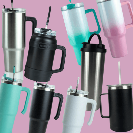 colored tumblers with handles
