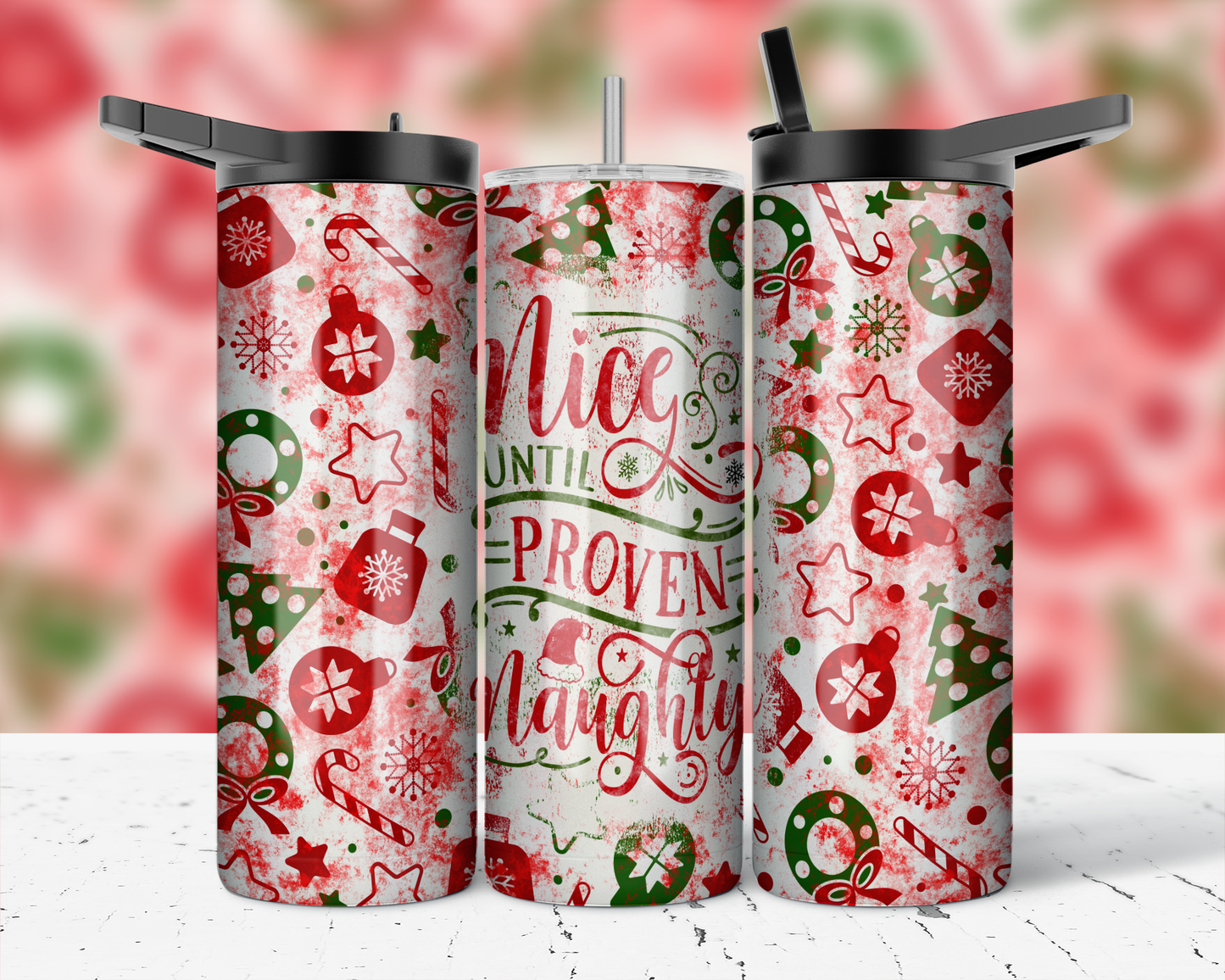 ASSORTIMENT D'IMPRESSIONS PAR SUBLIMATION PRÊTES À ÊTRE IMPRIMÉES POUR GOBELETS DROITS ET MINCES DE 20 oz (LOT DE 10) - NOËL 1