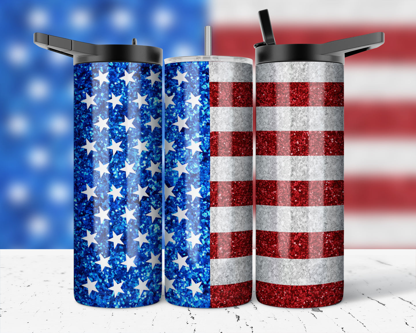 ASSORTED READY TO PRESS SUBLIMATION PRINTS FOR 20oz STRAIGHT SKINNY TUMBLERS (10 PACK) - PATRIOTIC 2