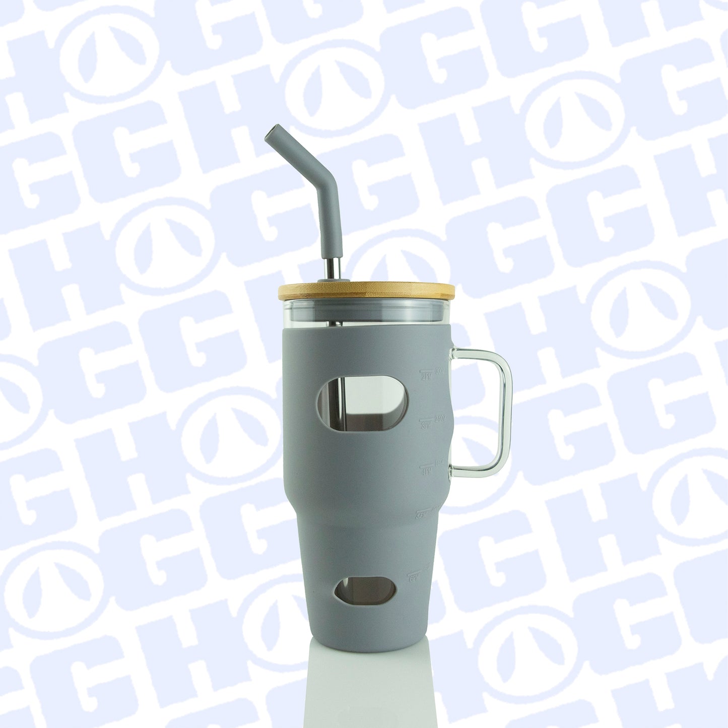 32oz Glass Mug W/ Handle & Sleeve — Ash