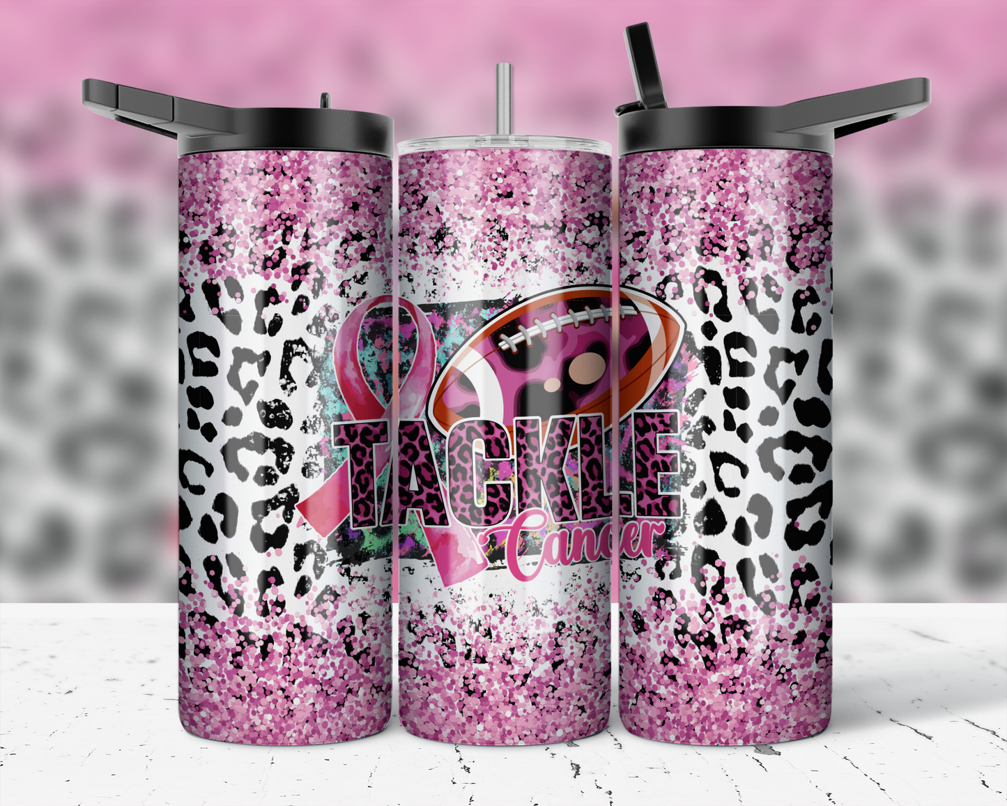 ASSORTIMENT D'IMPRESSIONS PAR SUBLIMATION PRÊTES À ÊTRE IMPRIMÉES POUR GOBELETS DROITS ET MINCES DE 20 oz (LOT DE 10) - SENSIBILISATION AU CANCER DU SEIN