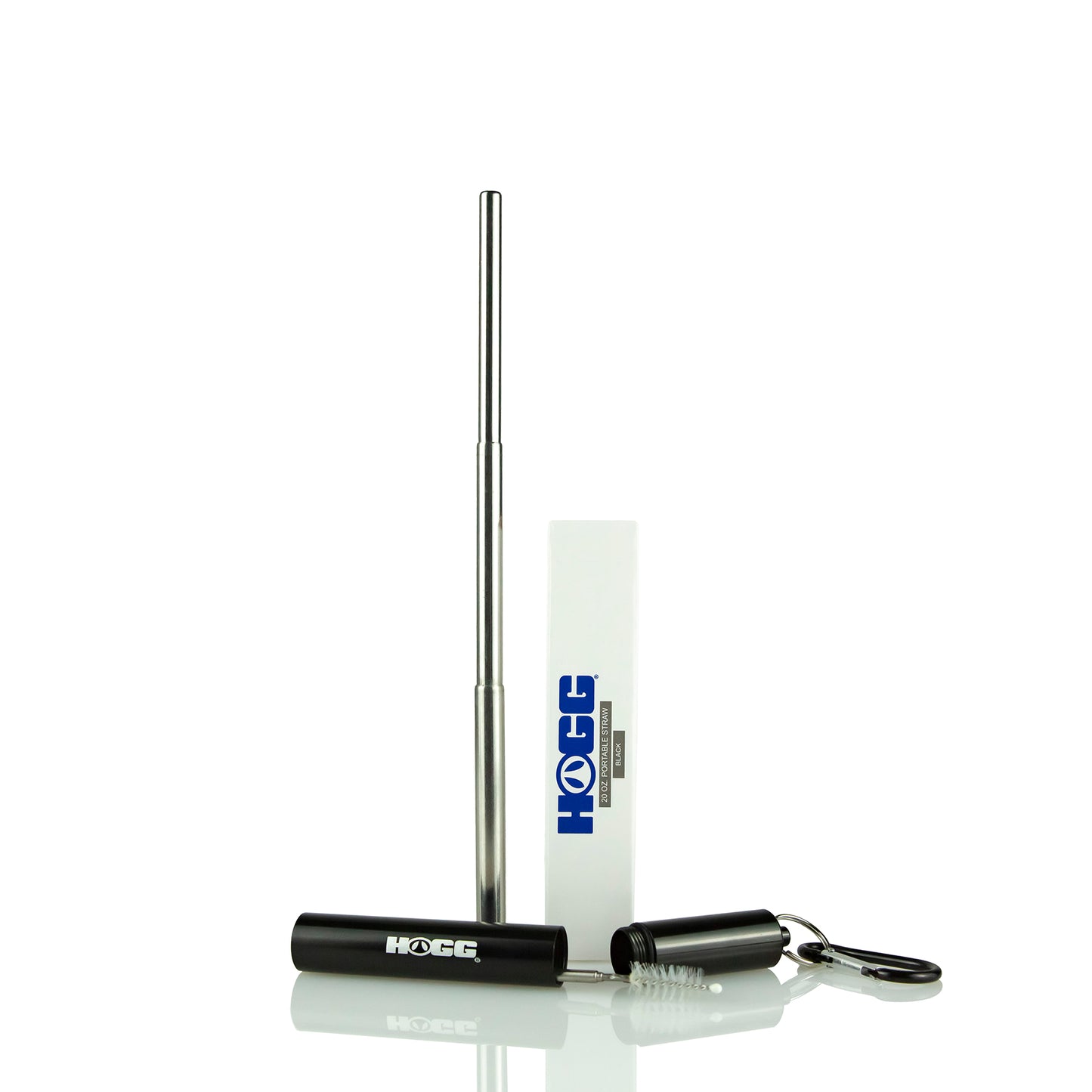 Paille en acier inoxydable portable, pliable et réutilisable avec support et nettoyeur de paille