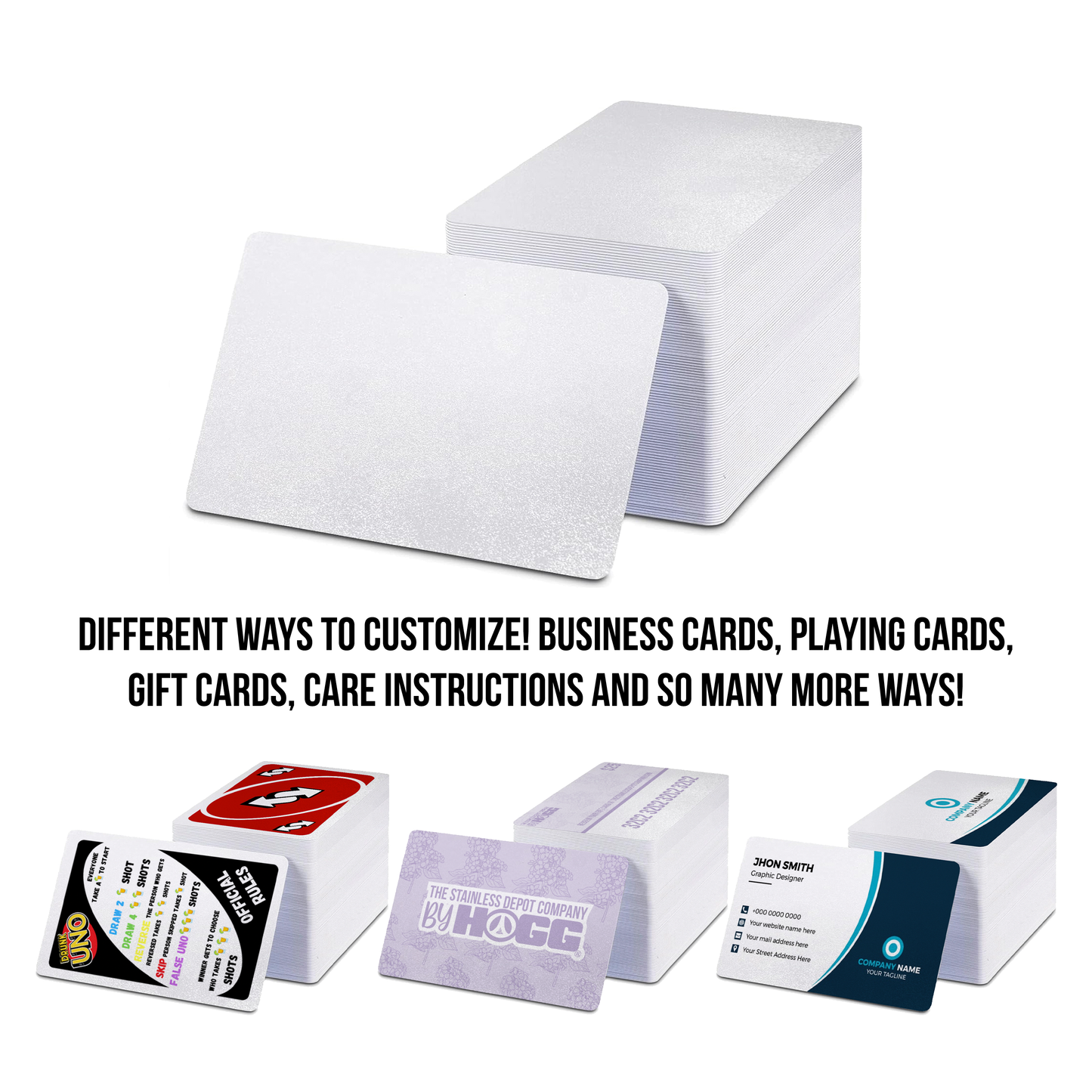 TARJETAS SUBLIMABLES DE REGALO, JUEGOS Y PRESENTACIÓN (PAQUETE DE 100)