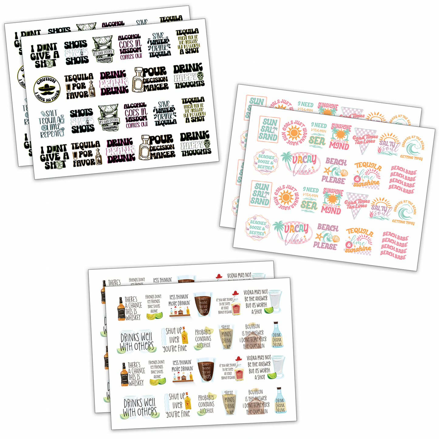 ASSORTIMENT D'IMPRESSIONS PAR SUBLIMATION PRÊTES À ÊTRE IMPRIMÉES POUR VERRES À Liqueur (LOT DE 6)