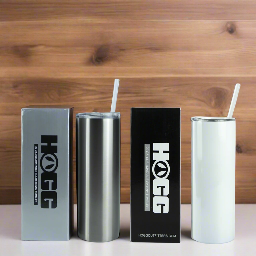 TINY 20oz SUBLIMATABLE SKINNY BUNDLE - CLEAR & WHITE (6 UNITS)