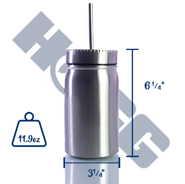 17oz MASON JAR TUMBLER W/ STRAW