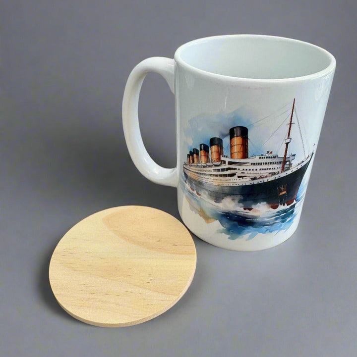 Sublimatable Bamboo Lid for 15oz Ceramic Mug - close-up | replacement tumbler lid