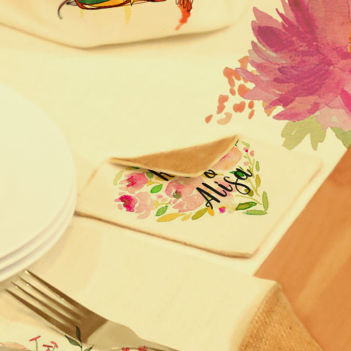 Sublimatable Linen Coaster Set (4 Pack) - alternate angle | sublimatable personalized gift blank