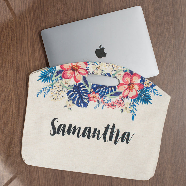 Sublimatable Linen Laptop Bag - front view | sublimatable home decor blank