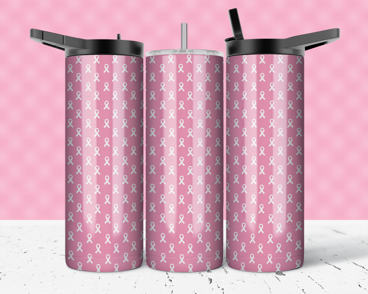 ASSORTED READY TO PRESS SUBLIMATION PRINTS FOR 20oz STRAIGHT SKINNY TUMBLERS (10 PACK) - BREAST CANCER AWARENESS 2