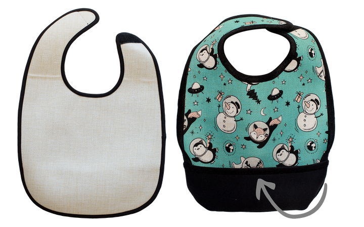 Sublimatable Baby Bib w/ Spill Pocket (4 Pack) - detail view | sublimation blank
