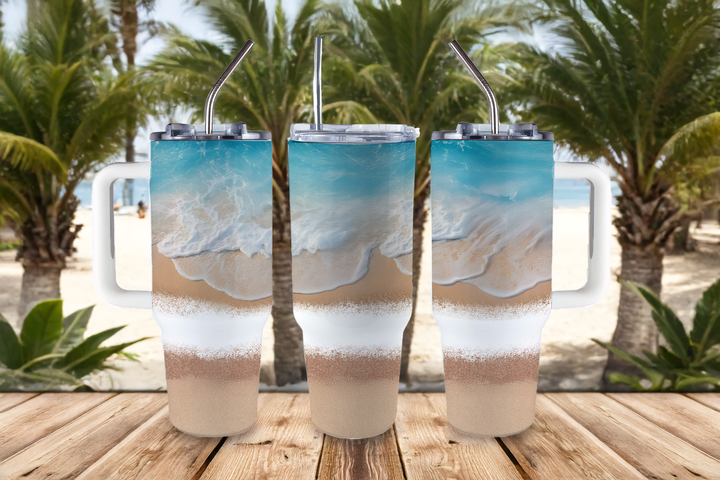 Digital Sublimation Designs - Summer Tumbler Wraps — 40oz Big Swig — Sunny Seashore