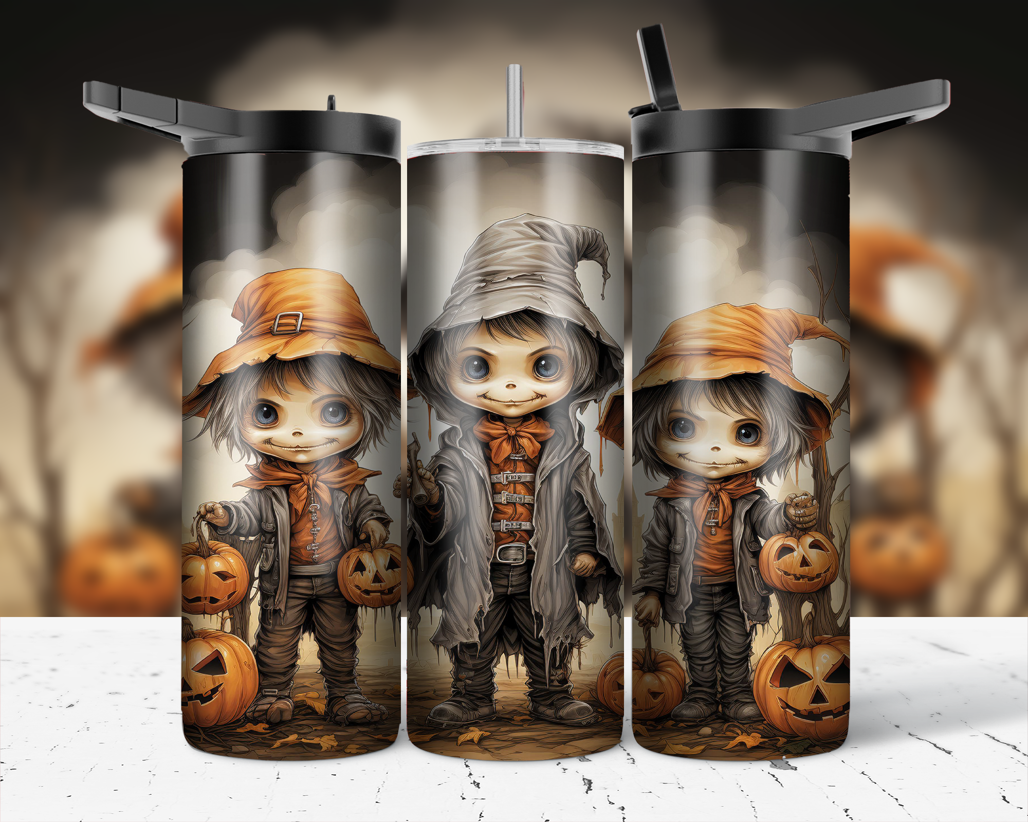 ASSORTED READY TO PRESS SUBLIMATION PRINTS FOR 20oz STRAIGHT SKINNY TUMBLERS (10 PACK) - HALLOWEEN