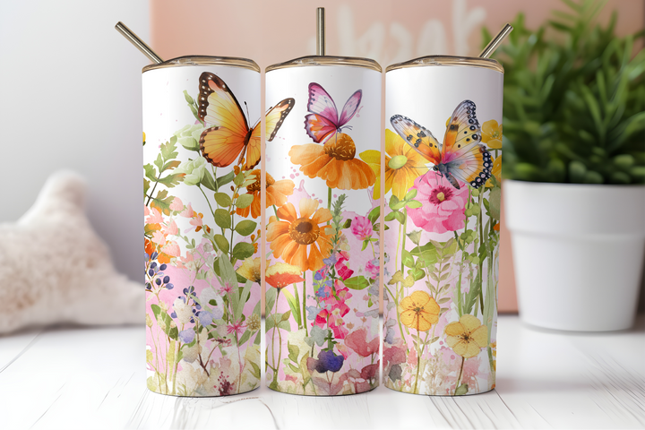 Digital Sublimation Designs - Spring Bloom Collection Tumbler Wraps — 40oz Big Swig — Checkered Cherry Bow