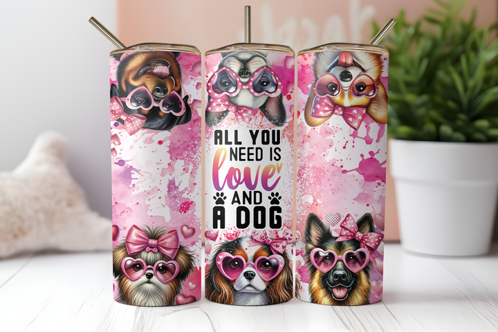 Digital Sublimation Designs - Puppy Pals Tumbler Wraps — 20oz Skinny — Love and a Dog