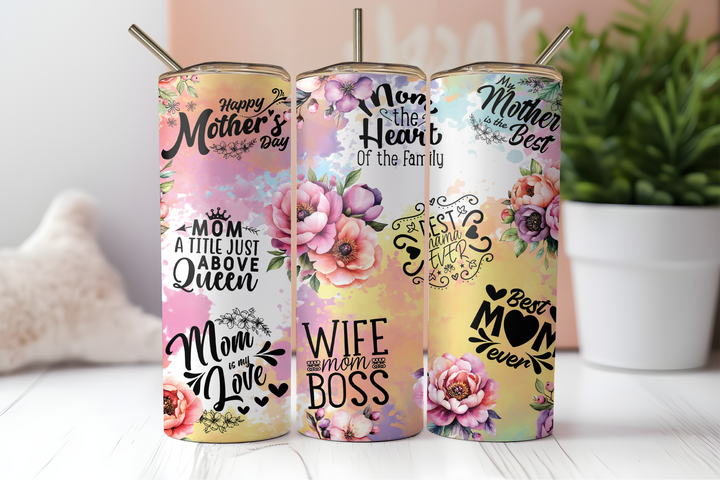 Digital Sublimation Designs - Mom Vibes Collection Tumbler Wraps — 40oz Big Swig — First Mother's Day