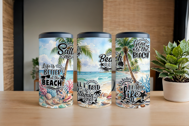 Digital Sublimation Designs - Summer Fiesta Tumbler Wraps — 4 In 1 Can Cooler — Tropical Island Quotes