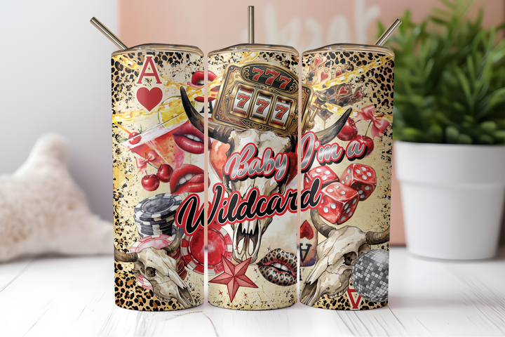 Digital Sublimation Designs - Retro Remix Tumbler Wraps — 20oz Skinny — I'm a Wildcard