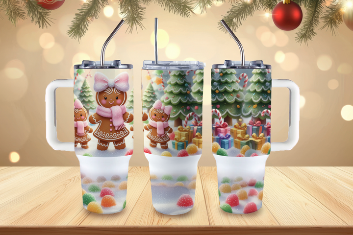 Digital Sublimation Designs - Holiday 2025 Tumbler Wraps — 40oz Big Swig — Gumdrop Gingerbread