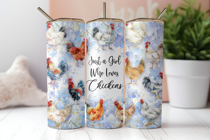 Digital Sublimation Designs - Southern Girl Tumbler Wraps — 20oz Skinny — Girl Who Loves Chickens