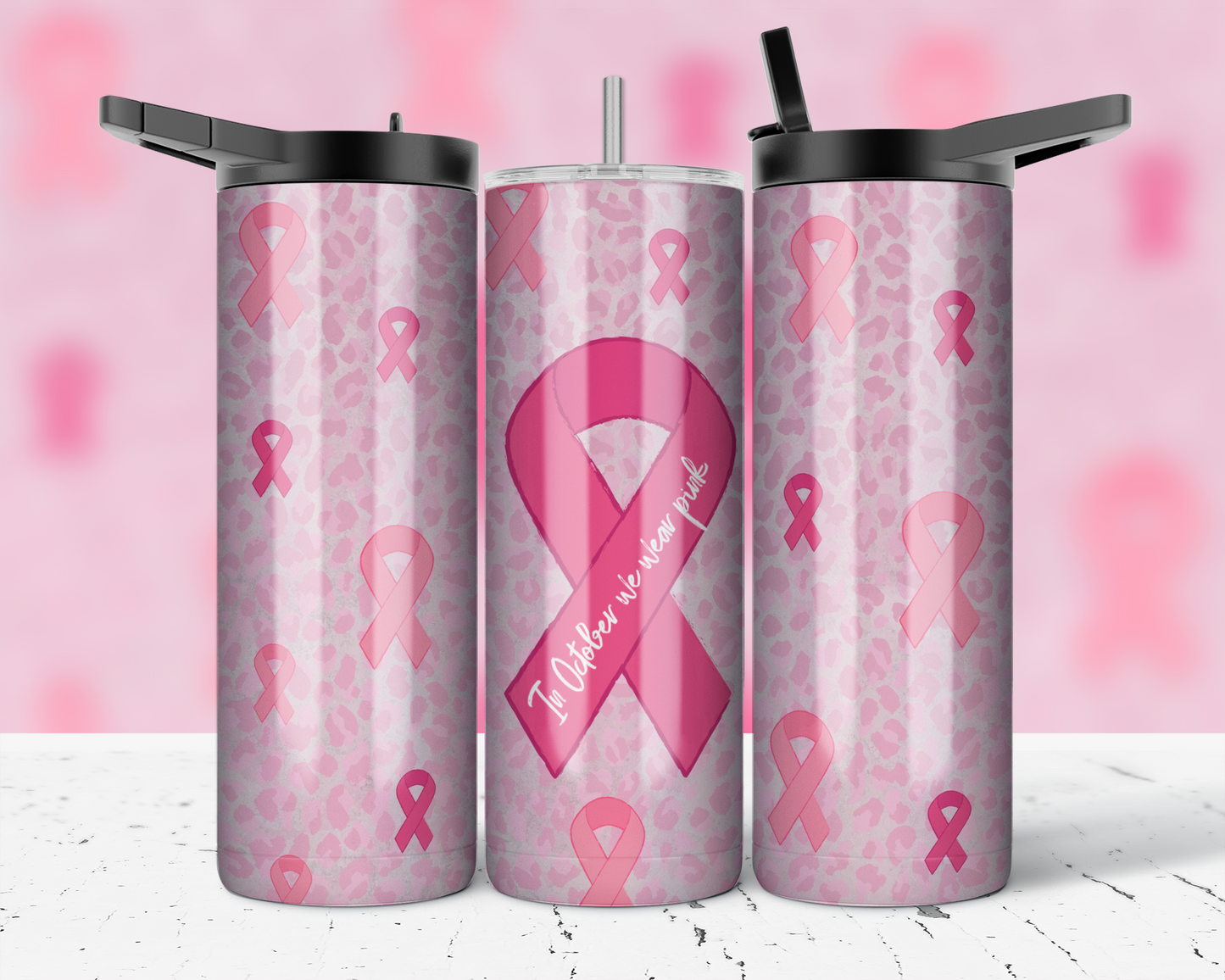 ASSORTED READY TO PRESS SUBLIMATION PRINTS FOR 20oz STRAIGHT SKINNY TUMBLERS (10 PACK) - BREAST CANCER AWARENESS 2