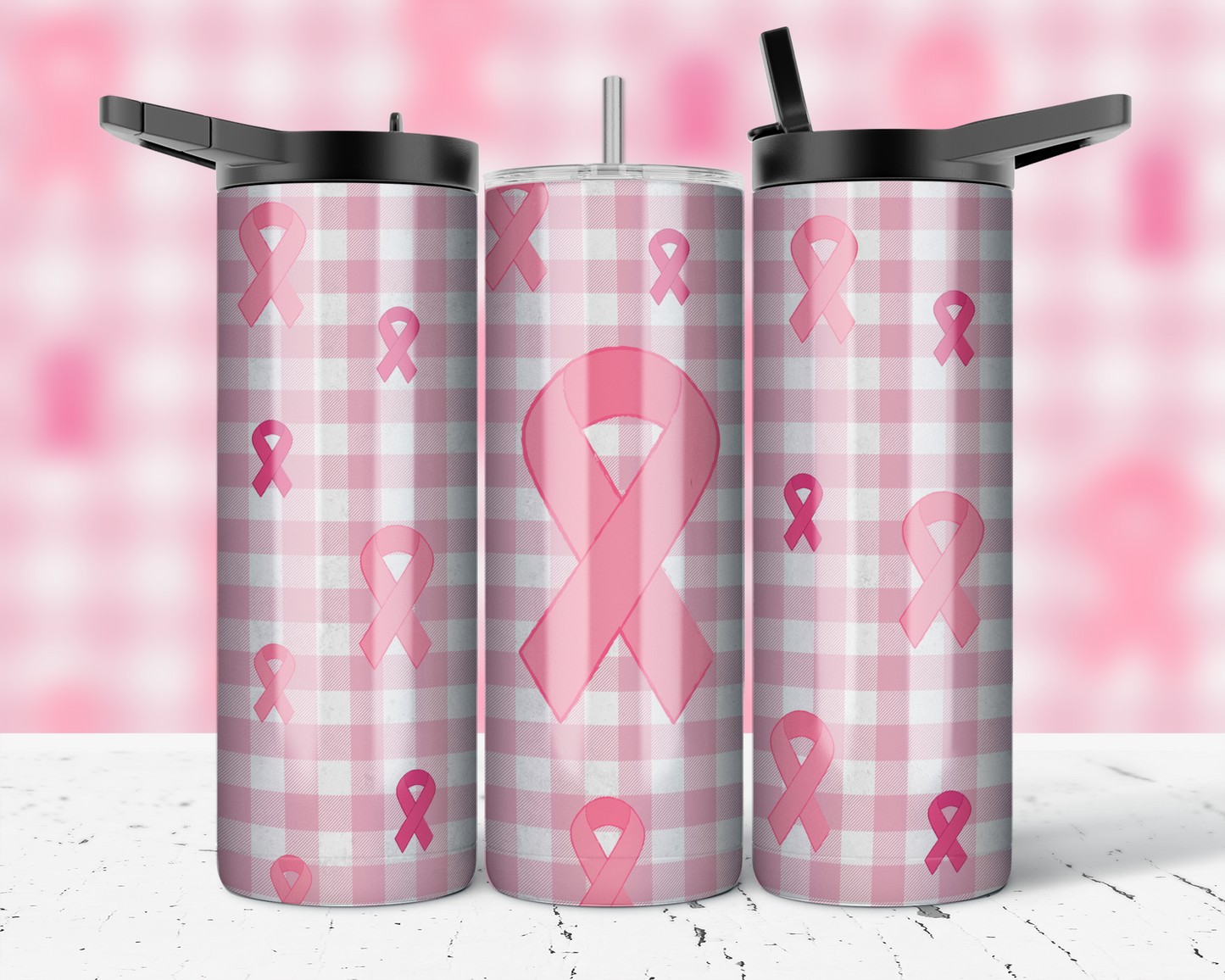 ASSORTED READY TO PRESS SUBLIMATION PRINTS FOR 20oz STRAIGHT SKINNY TUMBLERS (10 PACK) - BREAST CANCER AWARENESS 2