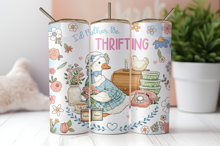 Digital Sublimation Designs - Retro Remix Tumbler Wraps — 20oz Skinny — I'd Rather Be Thrifting