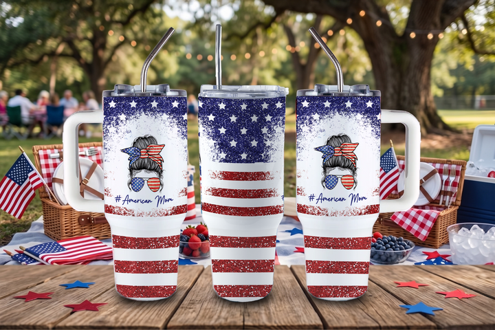 Digital Sublimation Designs - America 250 Tumbler Wraps — 40oz Big Swig — American Mom