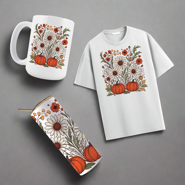 Multi Product Use - Digital Sublimation Designs - Fall 2025 — Floral Pumpkin