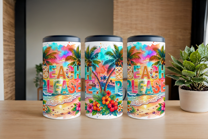 Digital Sublimation Designs - Summer Fiesta Tumbler Wraps — 4 In 1 Can Cooler — Beach Please
