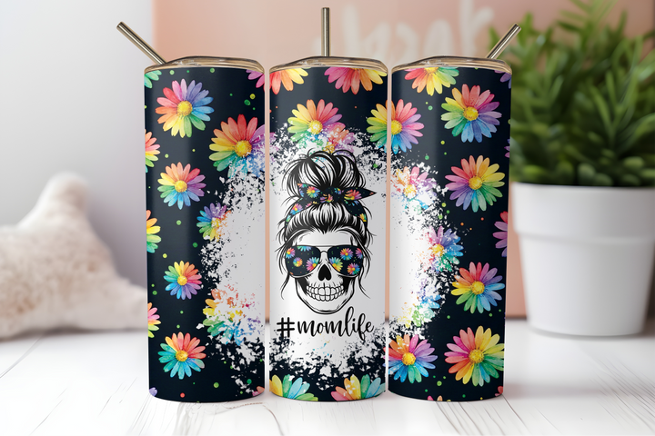 Digital Sublimation Designs - Mom Vibes Collection Tumbler Wraps — 40oz Big Swig — Floral Splash Mother