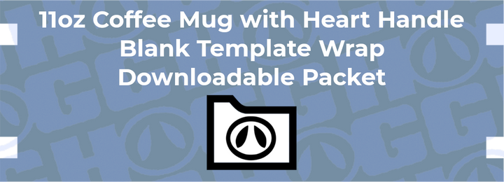 11oz Coffee Mug W/ Heart Handle Wrap Template | Flat Wrap Design