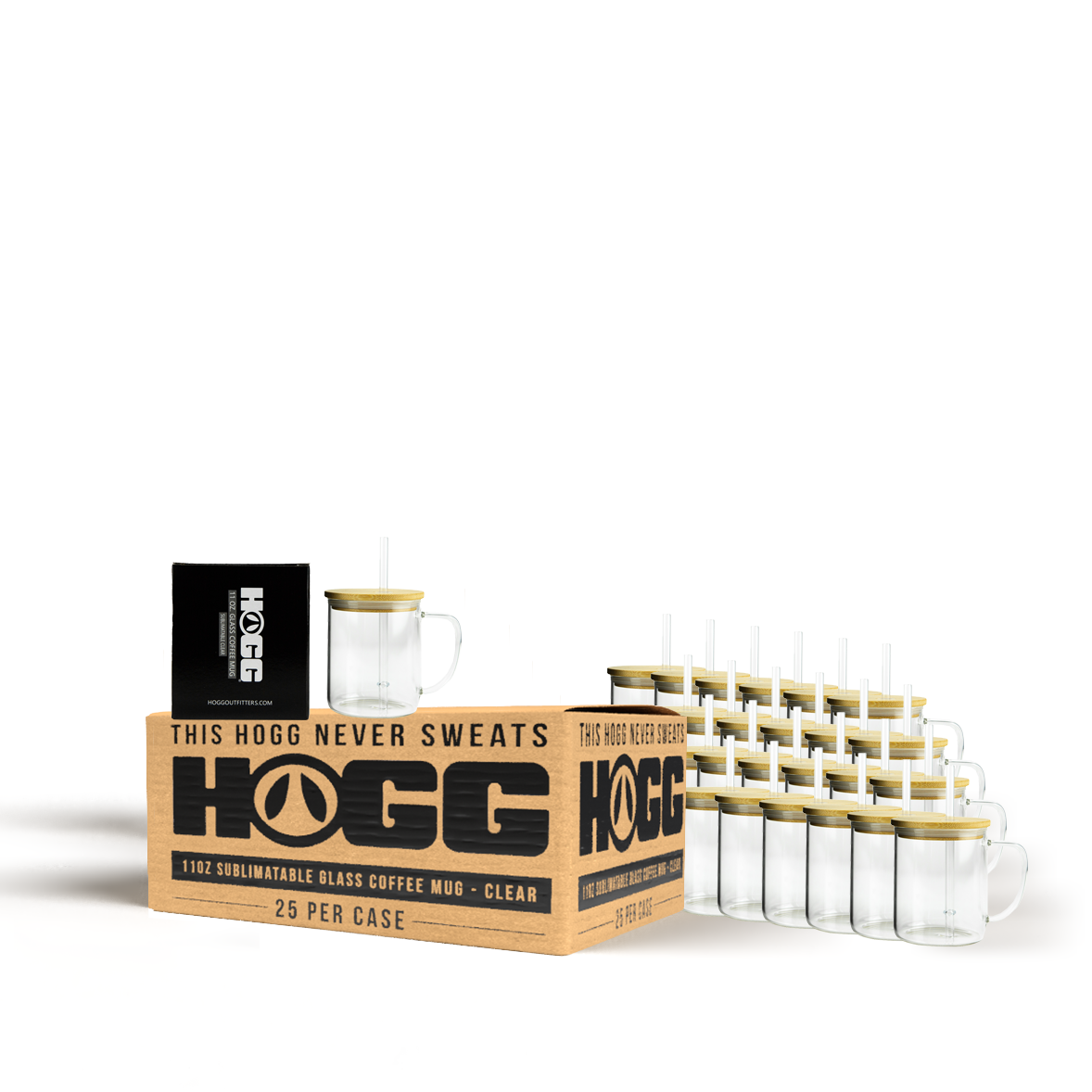 11oz SUBLIMATABLE GLASS COFFEE MUG CASE (25 UNITS) - CLEAR