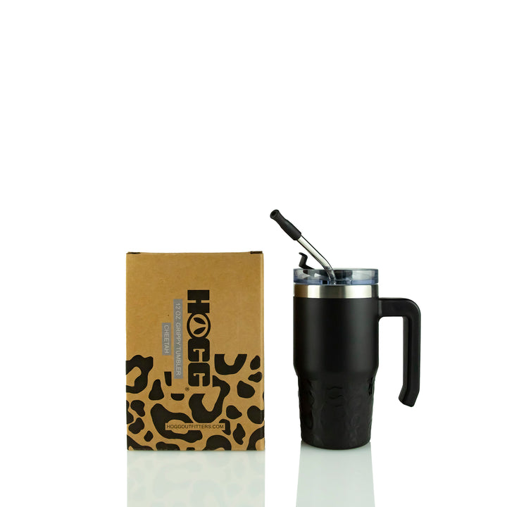 12oz Grippy Tumbler Case (24 Units) - Cheetah Bottom — Black