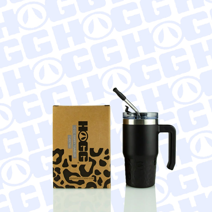 12oz Grippy Tumbler Case (24 Units) - Cheetah Bottom — Black