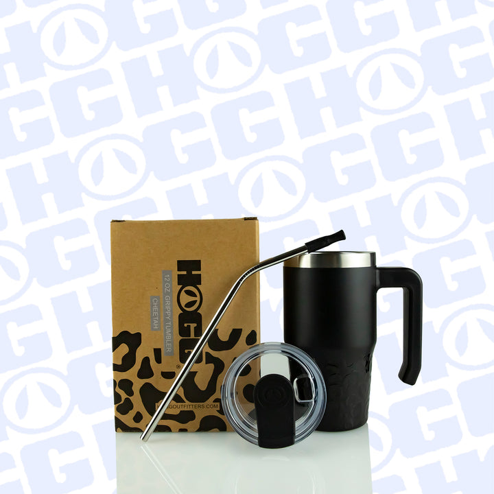 12oz Grippy Tumbler Case (24 Units) - Cheetah Bottom — Black