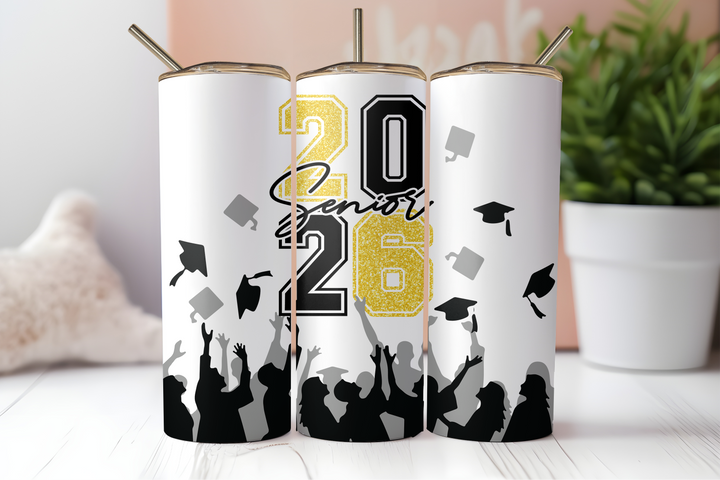 Digital Sublimation Designs - Graduation 2026 Tumbler Wraps — 20oz Skinny — 2026 Cap Toss