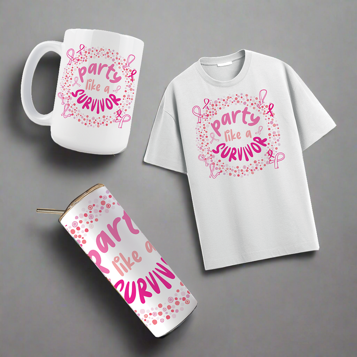 Multi Product Use - Digital Sublimation Designs - Breast Cancer Awareness — Party Like a Survivor