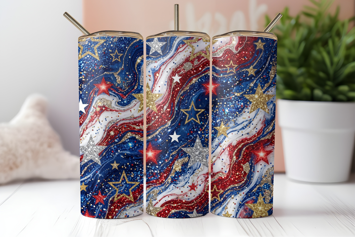 Digital Sublimation Designs - America 250 Tumbler Wraps — 40oz Big Swig — Stars and Marble