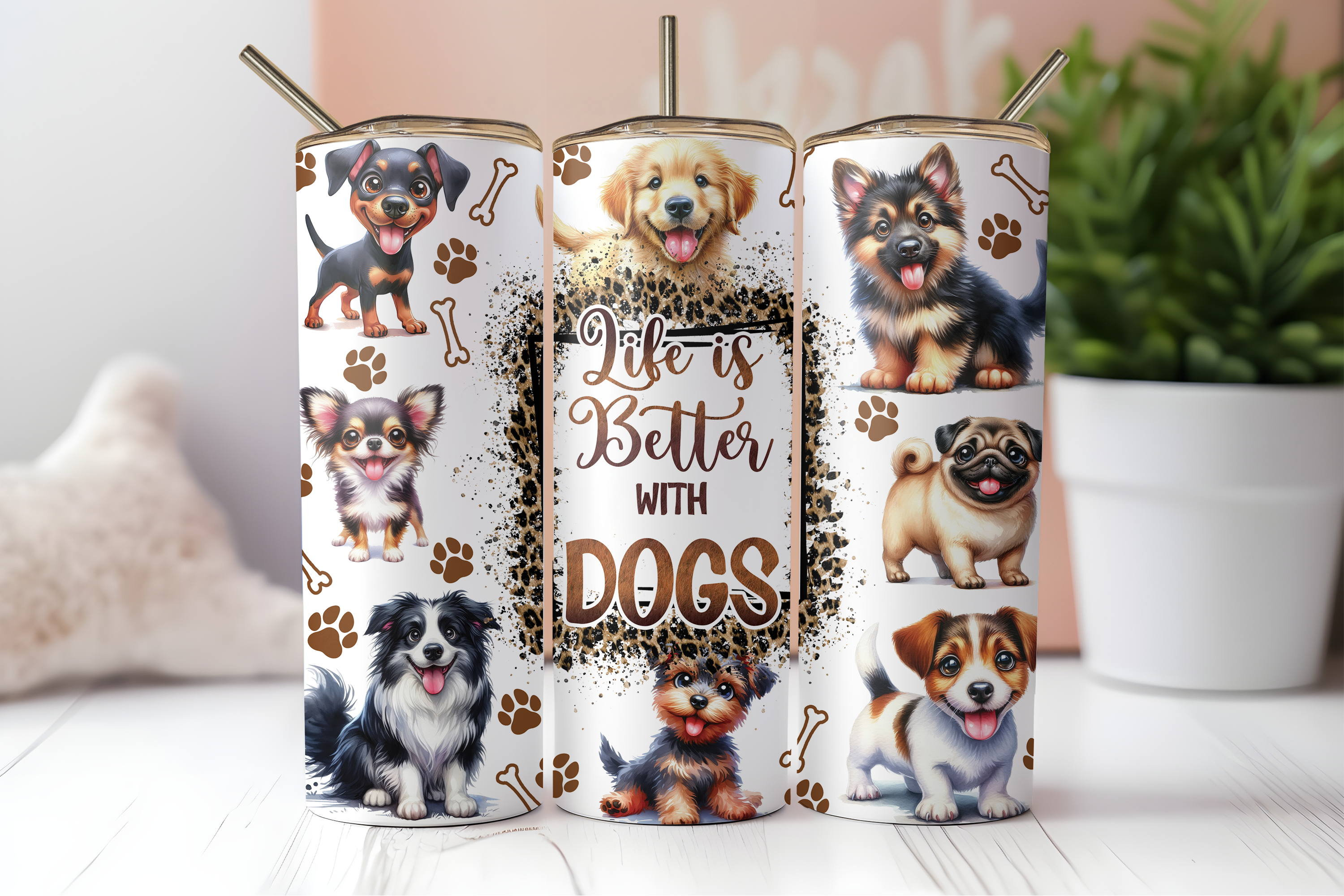 DIGITAL SUBLIMATION DESIGNS - PUPPY PALS TUMBLER WRAPS