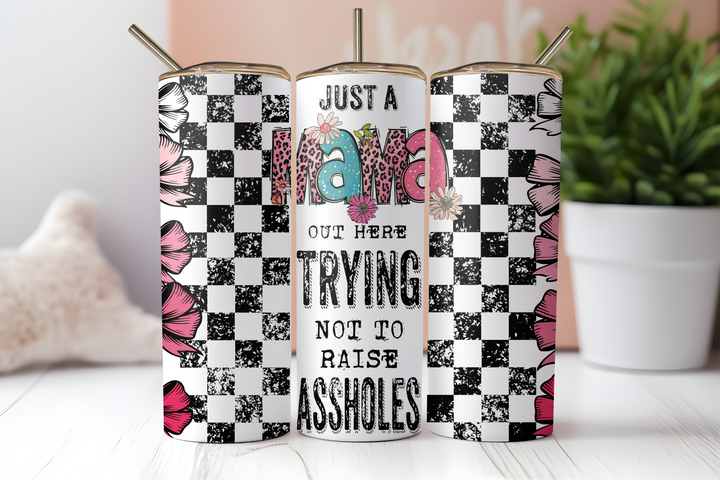 Digital Sublimation Designs - Mom Vibes Collection Tumbler Wraps — 40oz Big Swig — Rainbow Daisy Mom Life