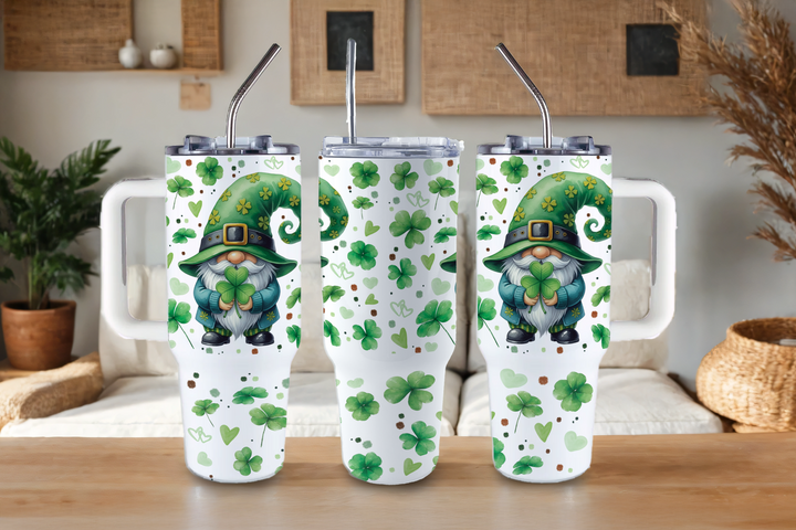 Digital Sublimation Designs - St. Patricks Day Collection Tumbler Wraps — 40oz Big Swig — Clover Gnome