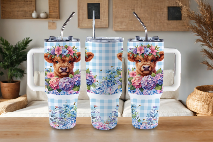 Digital Sublimation Designs - Collection B Tumbler Wraps — 40oz Big Swig — Floral Cow