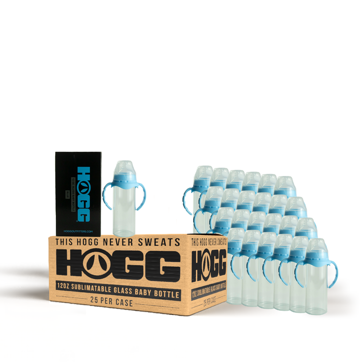 12oz Sublimation Blank Glass Baby Bottle Case (25 Units) - Blue