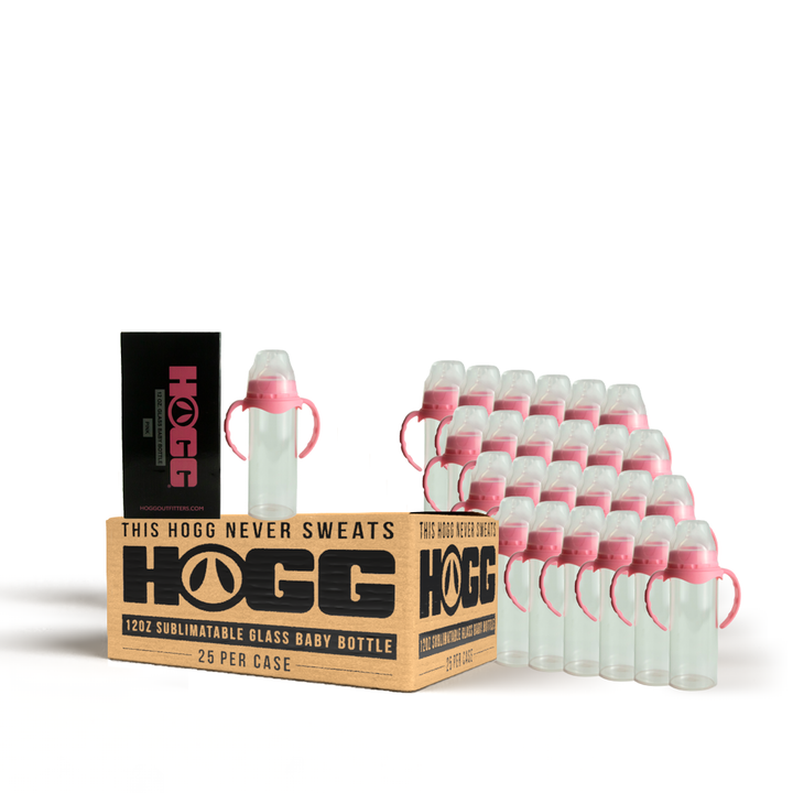 12oz Sublimation Blank Glass Baby Bottle Case (25 Units) - Pink