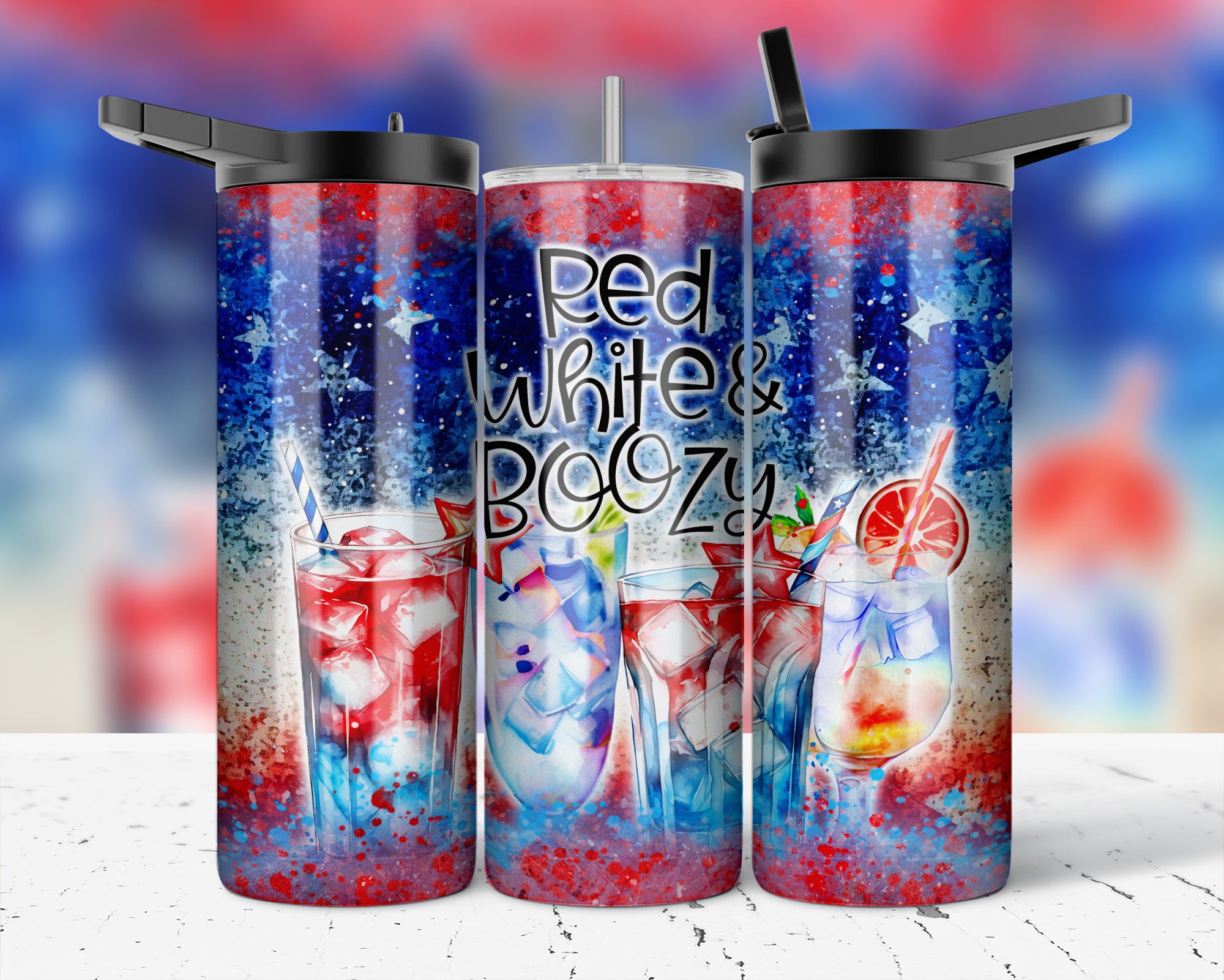 ASSORTED READY TO PRESS SUBLIMATION PRINTS FOR 20oz STRAIGHT SKINNY TUMBLERS (10 PACK) - PATRIOTIC