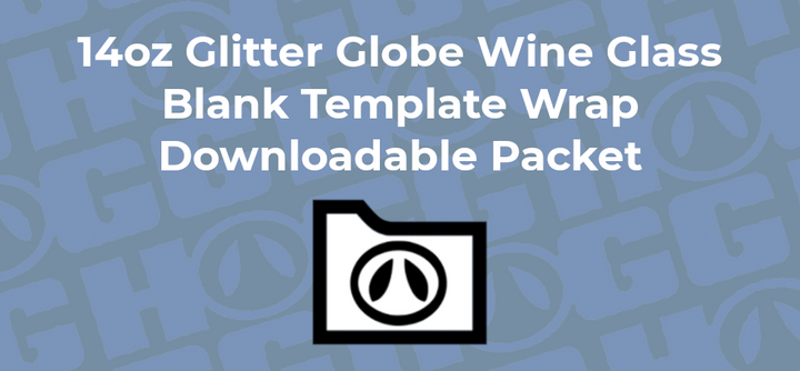 14oz Glitter Globe Glass Wine Glass Wrap Template | Flat Wrap Design