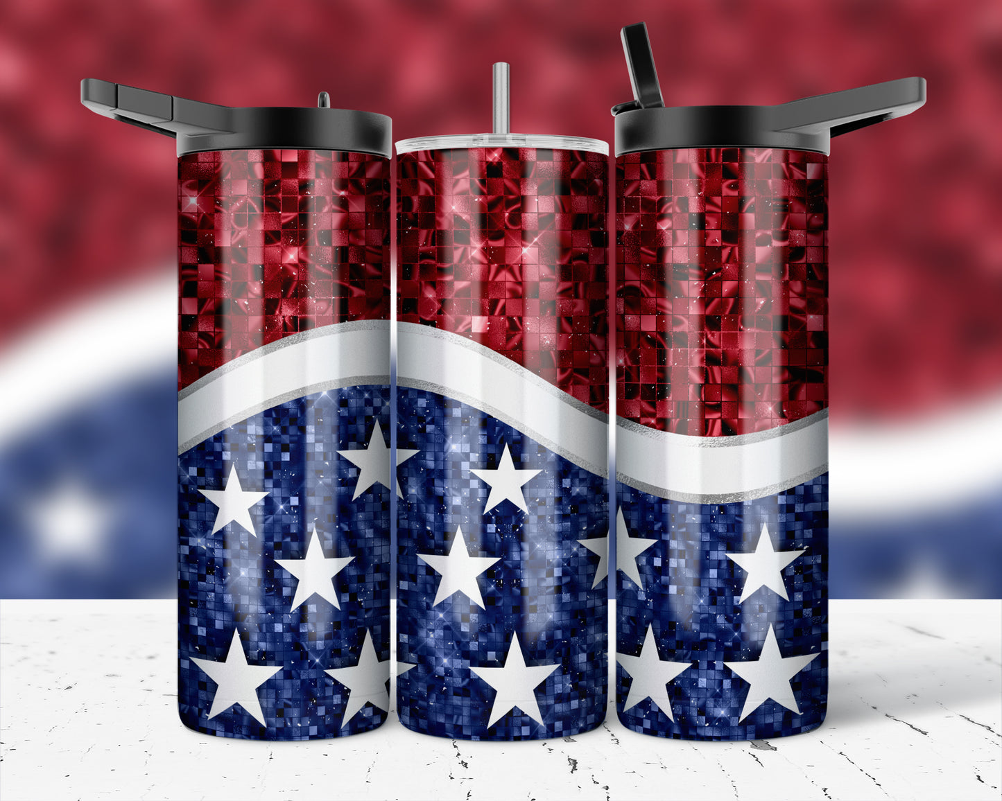 ASSORTED READY TO PRESS SUBLIMATION PRINTS FOR 20oz STRAIGHT SKINNY TUMBLERS (10 PACK) - PATRIOTIC